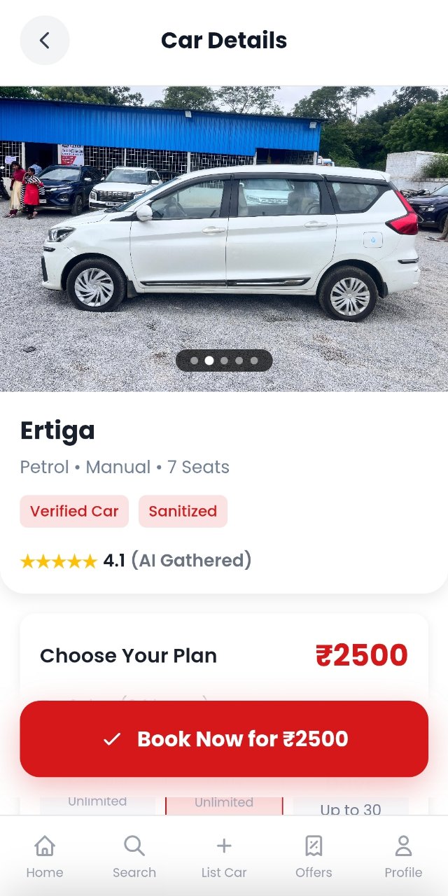Rent it Self Drive Car Rental App Interface - Book cars in Bolarum